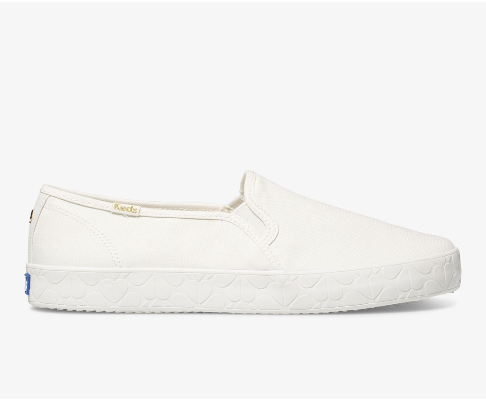 Slip Ons Keds Mujer Blancas - Kate Spade New York Double Decker Logo Foxing - 074-EUQIRP